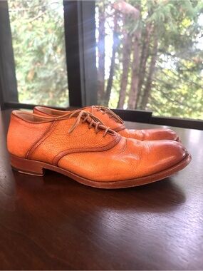Antonio Maurizi Brown Leather Oxford Dress Shoes 43 10 Made in Italy EUC